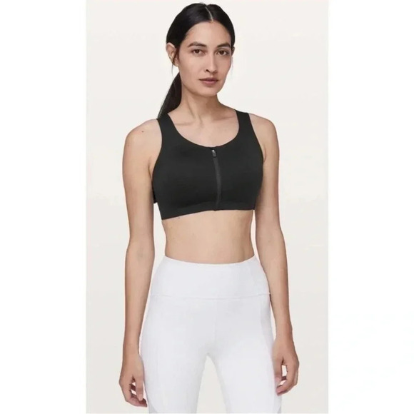Lululemon Black Enlite Zip Front Athletic Sports Bra 36C - Picture 2 of 6